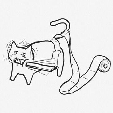 Catto can't cut the toilet paper